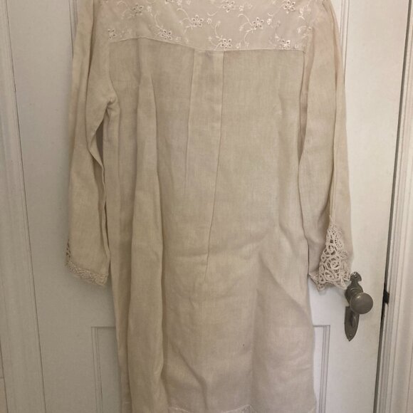 Gorgeous Vintage Linen Bell Sleeve Tunic Mini Dress - Picture 6 of 8